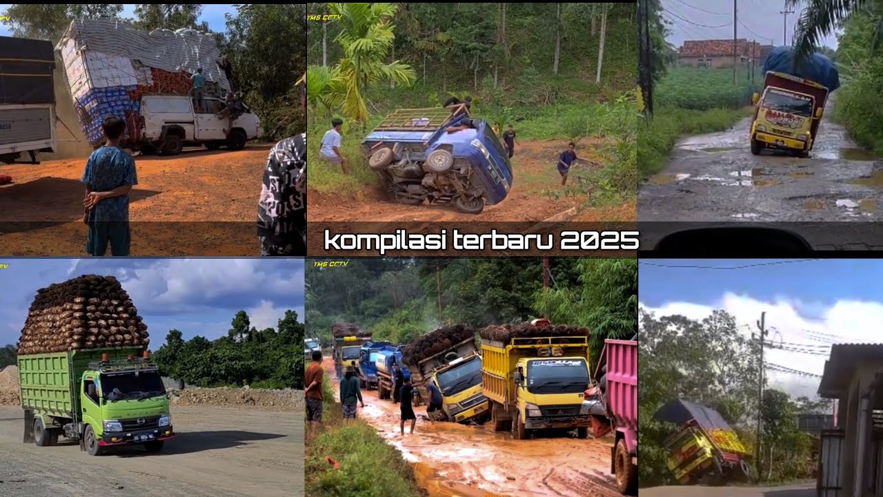 kompilasi truk dan pick up terguling melewat jalan berlumpur super ekstrim 2025 
