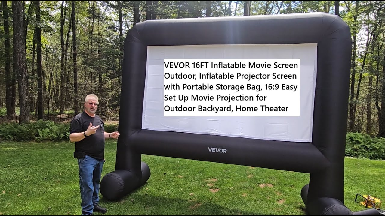 Setting Up a HUGE Backyard Movie Screen! VEVOR 16FT Inflatable Movie Screen Outdoor