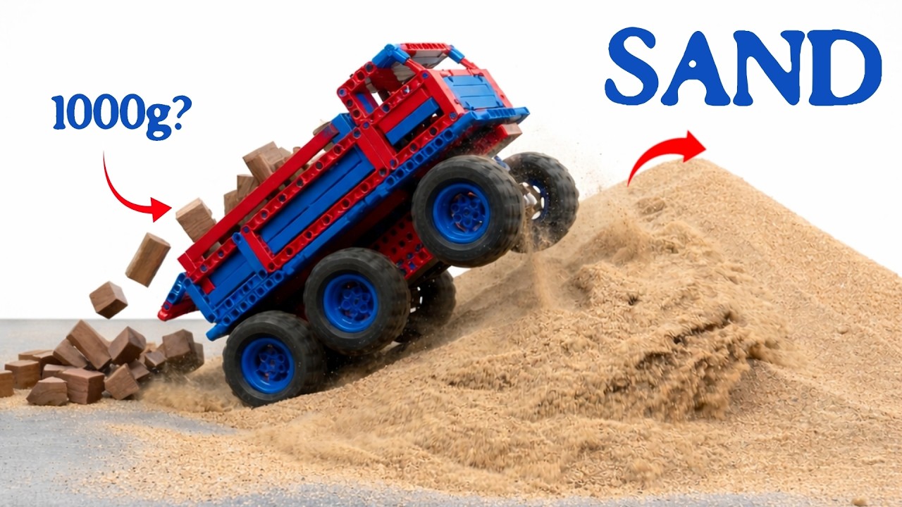 Too Heavy?! LEGO Technic Car Climbs a Steep Sand Hill with Massive Load | Brick Sound