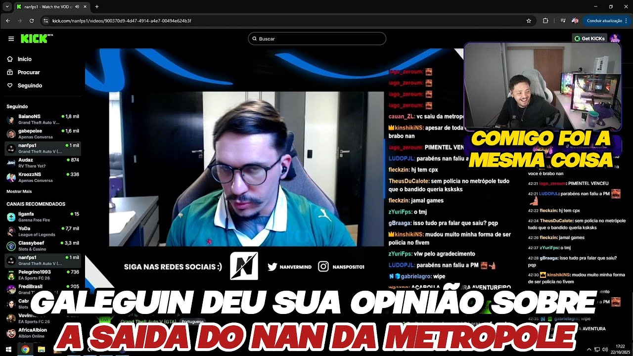 GALEGUIN DEU SUA OPINIÃO SOBRE A SAIDA DO NAN DA METROPOLE