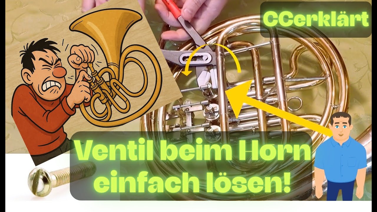 Horn - Ventil sitzt fest? Ganz einfach l&ouml;sen + &ouml;len + Stimmzug beim Waldhorn fetten www.ccerkl&auml;rt.de
