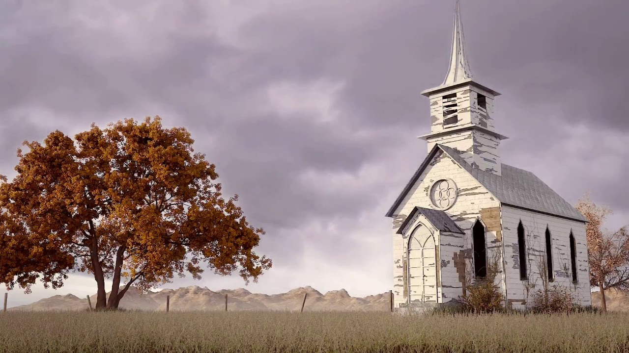 FREE NO COPYRIGHT FULL HD RELAXING SCREENSAVER CHURCH GREY SKY TREES FIELD CHURCH MEDIA