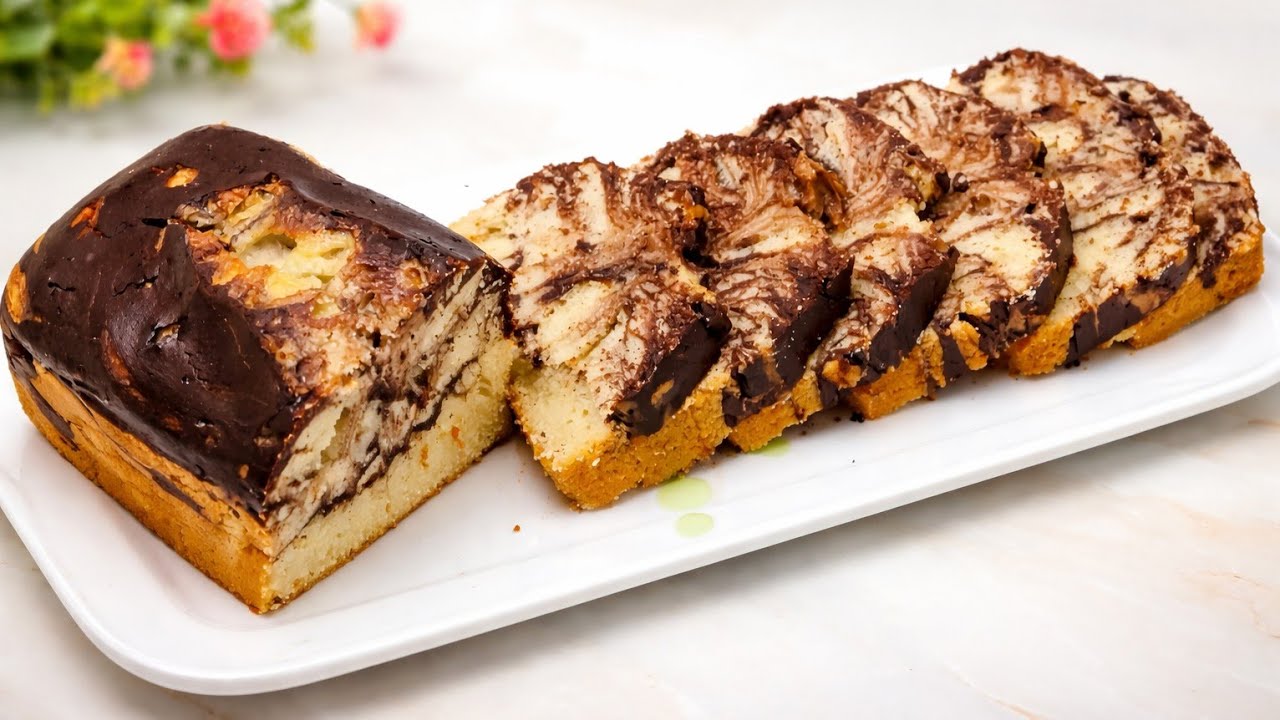5-Minute  Tasty Chocolate Marble Cake | Oven Baked Soft & Moist
