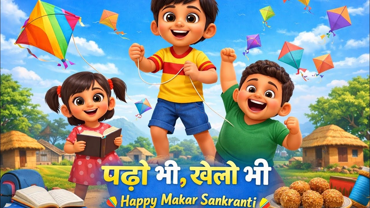 पढ़ाई + खेल = सफलता | MAKAR SANKRANTI | Cartoon Story for Kids