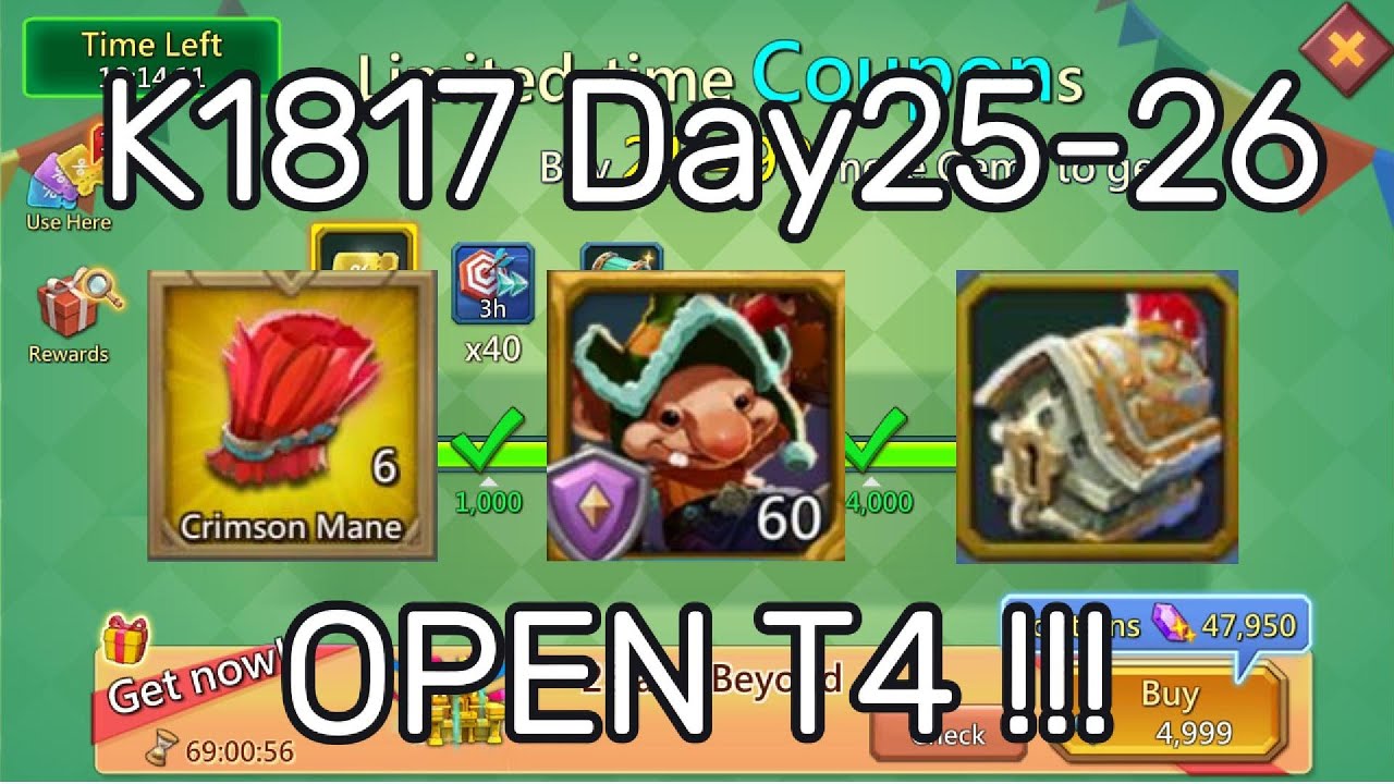 New Acc K1817 Day25-26,Open T4 !!!- Lords Mobile #lordsmobile