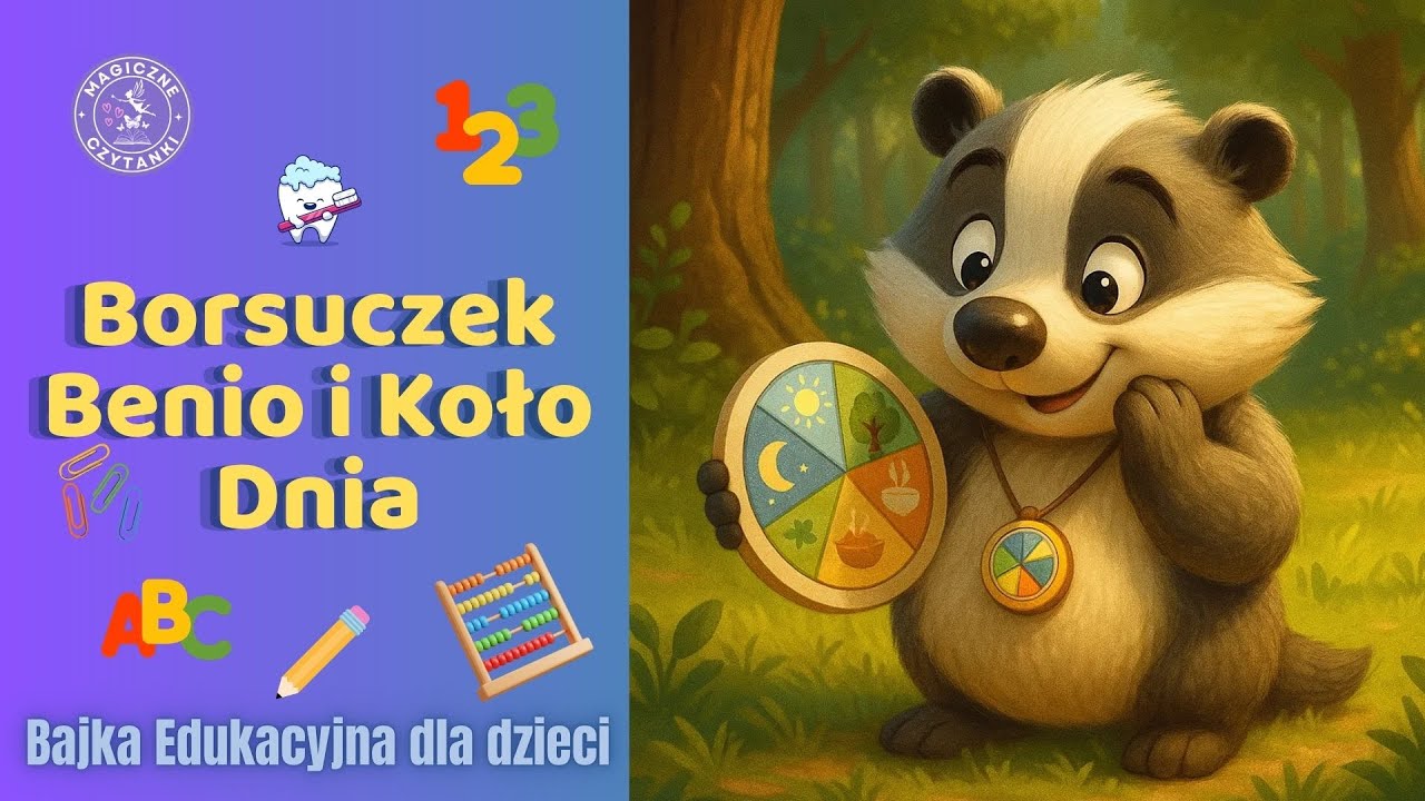 Borsuczek Benio i Koło Dnia &ndash; ciepła bajka edukacyjna dla dzieci o planowaniu i rytmie dnia.
