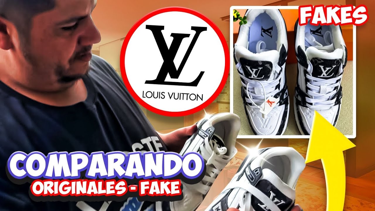 COMPARANDO TENIS LOUIS VUITTON LV ORIGINALES VS FAKE || que tanta diferencia tienen