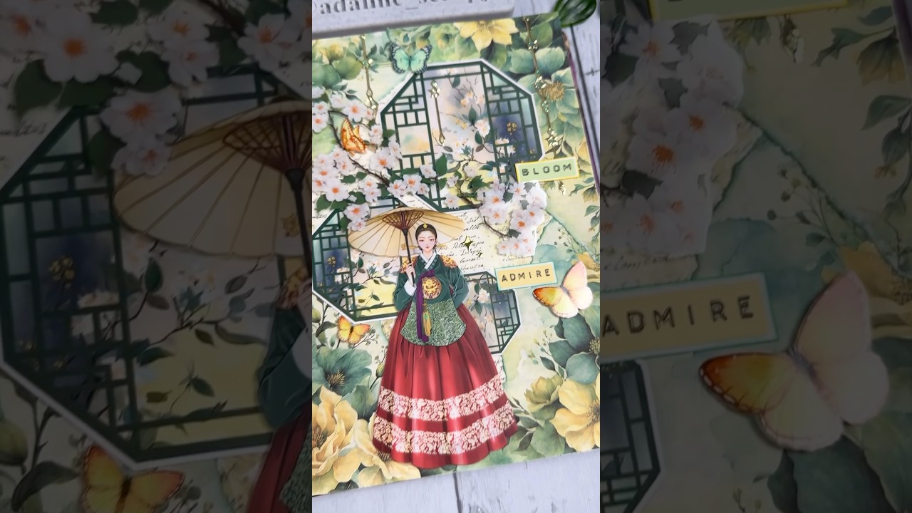 ASMR Aesthetic 💚💛 Journal | Korean Spring | Creative Journaling #asmr #journal #mixedmedia