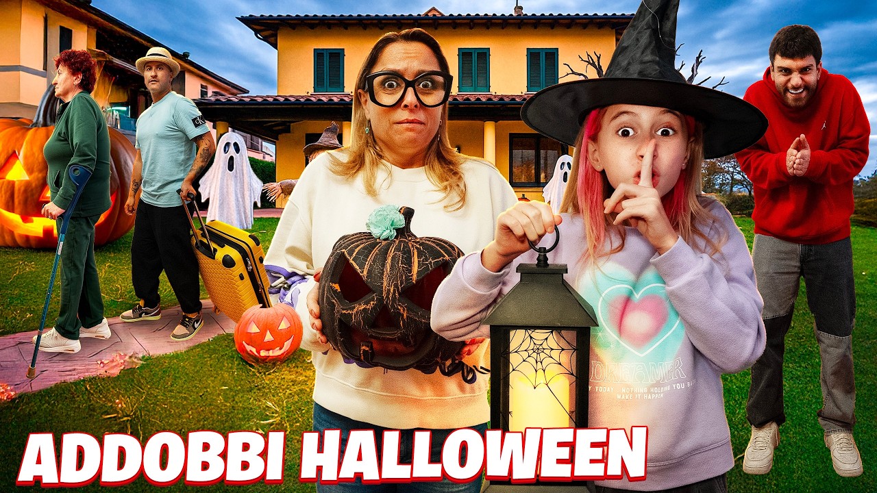 GIORGIA FA I PREPARATIVI DI HALLOWEEN PER LA NOSTRA CASA DI NASCOSTO! PAPÀ SALVO LO SCOPRE!