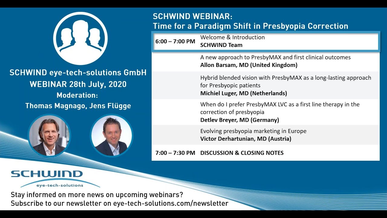 SCHWIND webinar on PresbyMAX treatments: Time for a Paradigm Shift in Presbyopia Correction