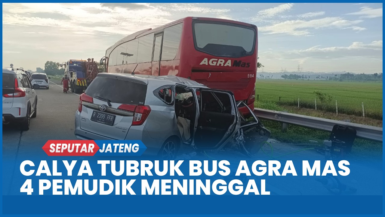 Kecelakaan Maut di Tol Tegal, Calya Tubruk Bus Agra Mas 4 Pemudik Meninggal 1 Kritis