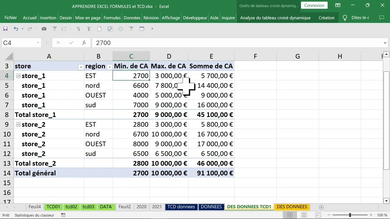 formation MICROSOFT EXCEL comment générer des tableaux croises dynamiques
