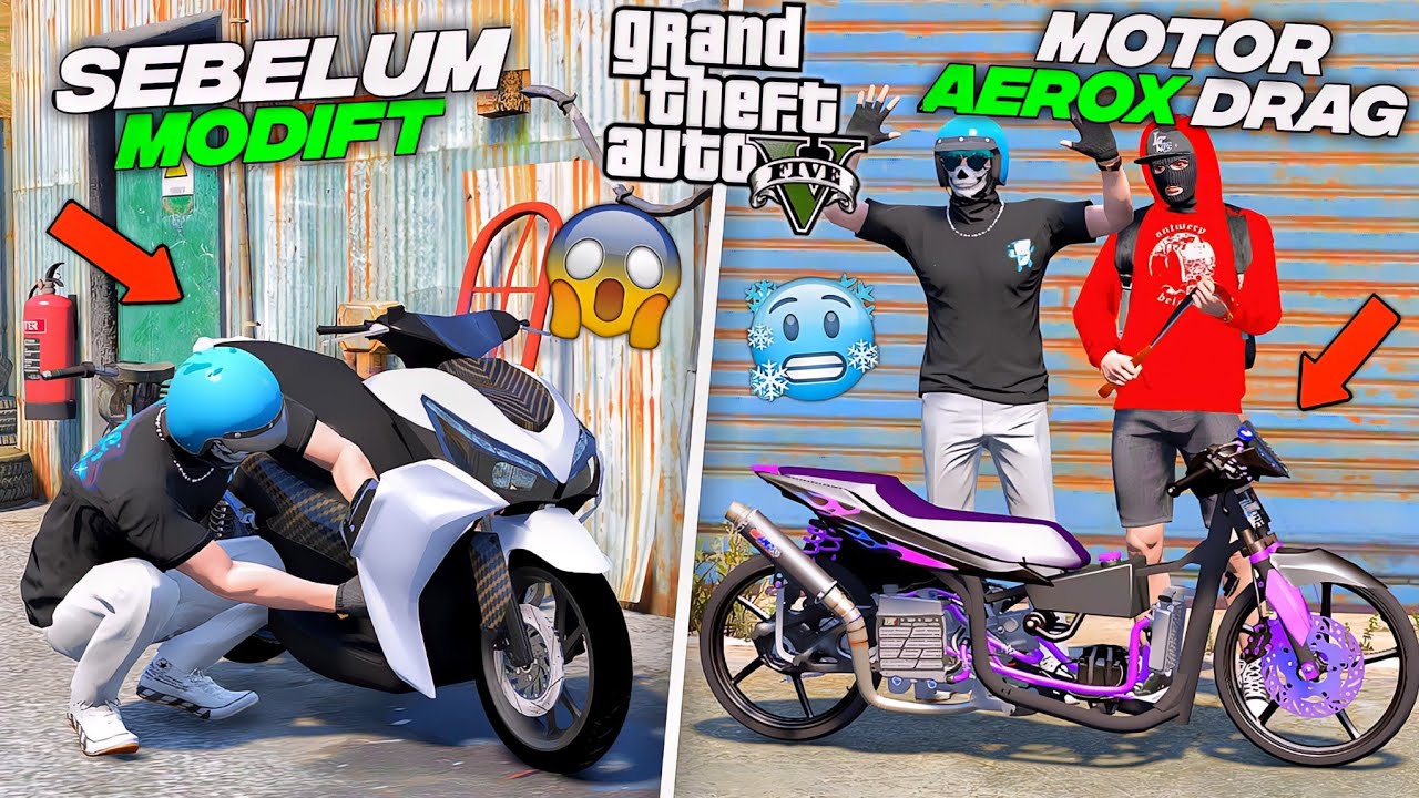 Aku Modifikasi Motor AEROX DRAG LANGKA Yang Sudah RONGSOK Di Kota - GTA 5 MOD