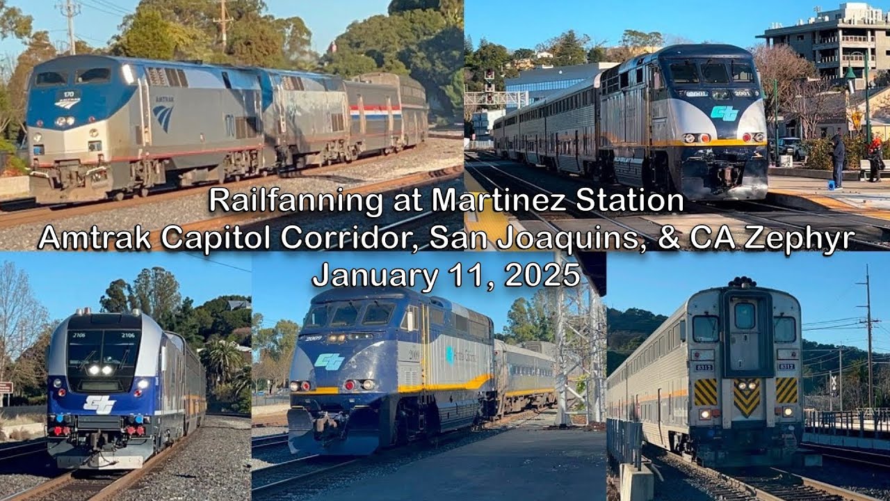 Amtrak Capitol Corridor, San Joaquins, & California Zephyr Trains at Martinez Station (1/11/25)