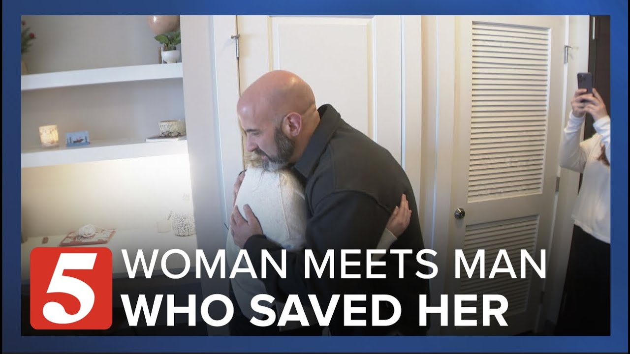 Woman reunites with the man who saved her from jumping off a bridge