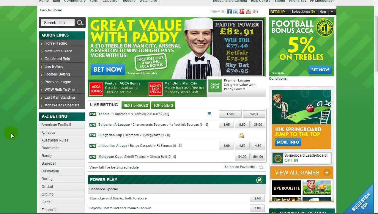 Paddy Power Sportsbook Review - &pound;20 Free Bet - OGR