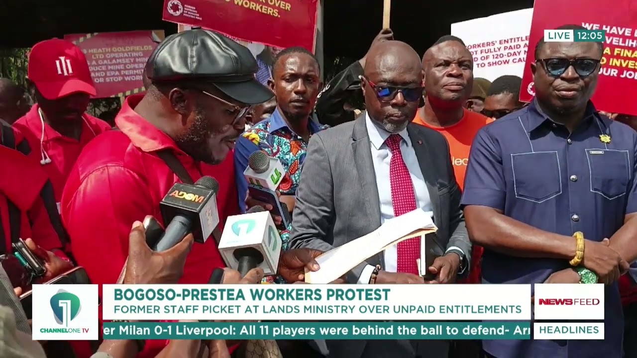 Bogoso-Prestea Workers Protest at Lands Ministry Over Unpaid Entitlements | News Feed
