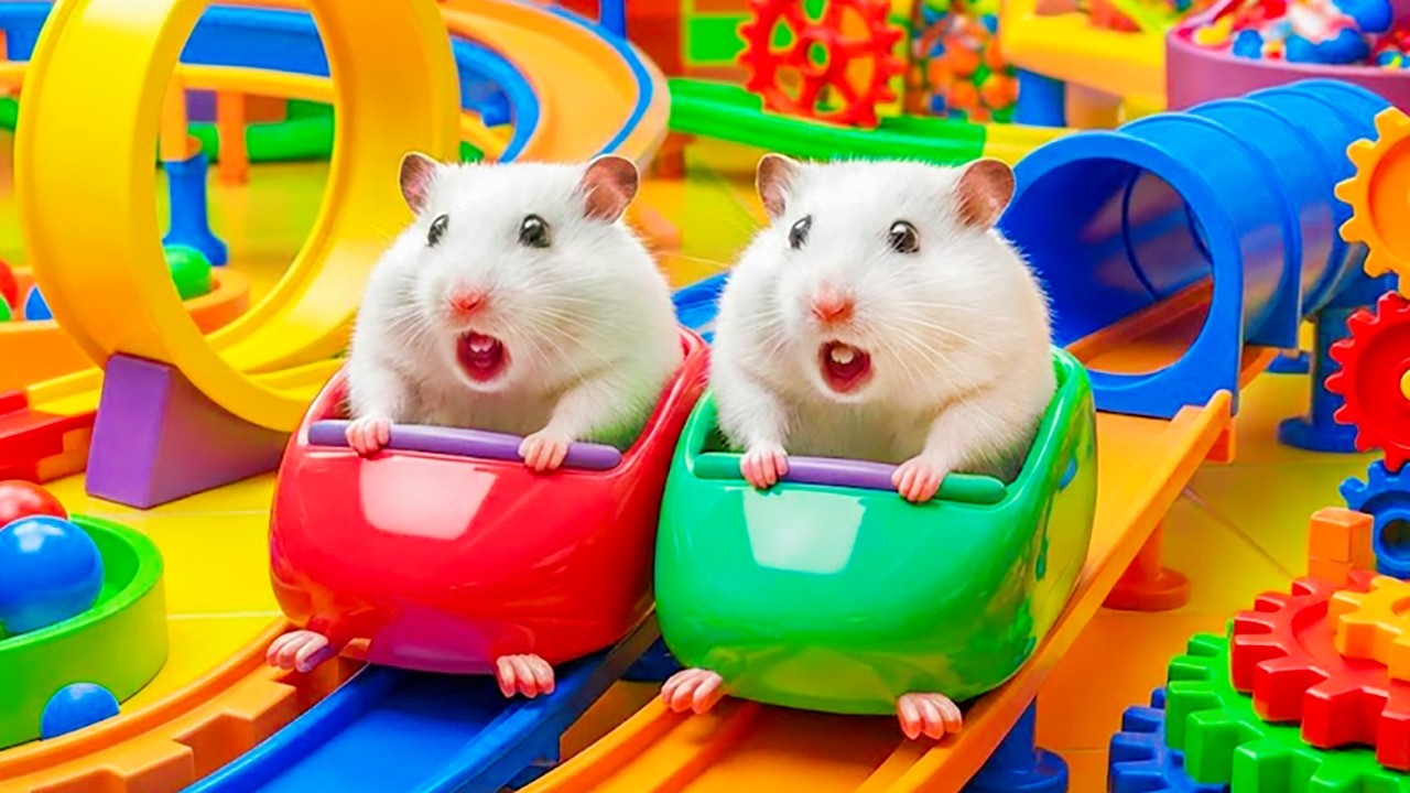 Hamster Escapes from Toy Maze with Best Friend on Roller Coaster | Hamster Maze