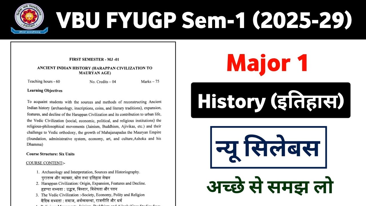 VBU FYUGP Sem-1 (2025-29) Major 1 - History Syllabus | MJ-1 - History New Exam Pattern 