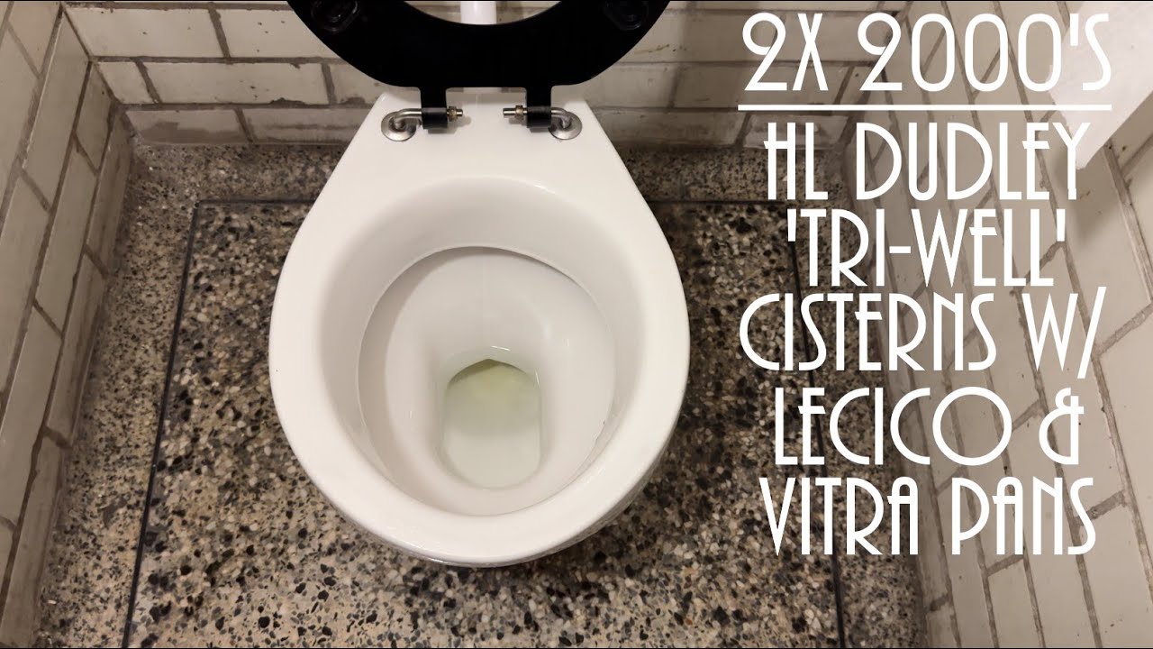 2x 2000's Dudley 'Tri-Well' High Level Cisterns w/ Lecico & Vitra Pans