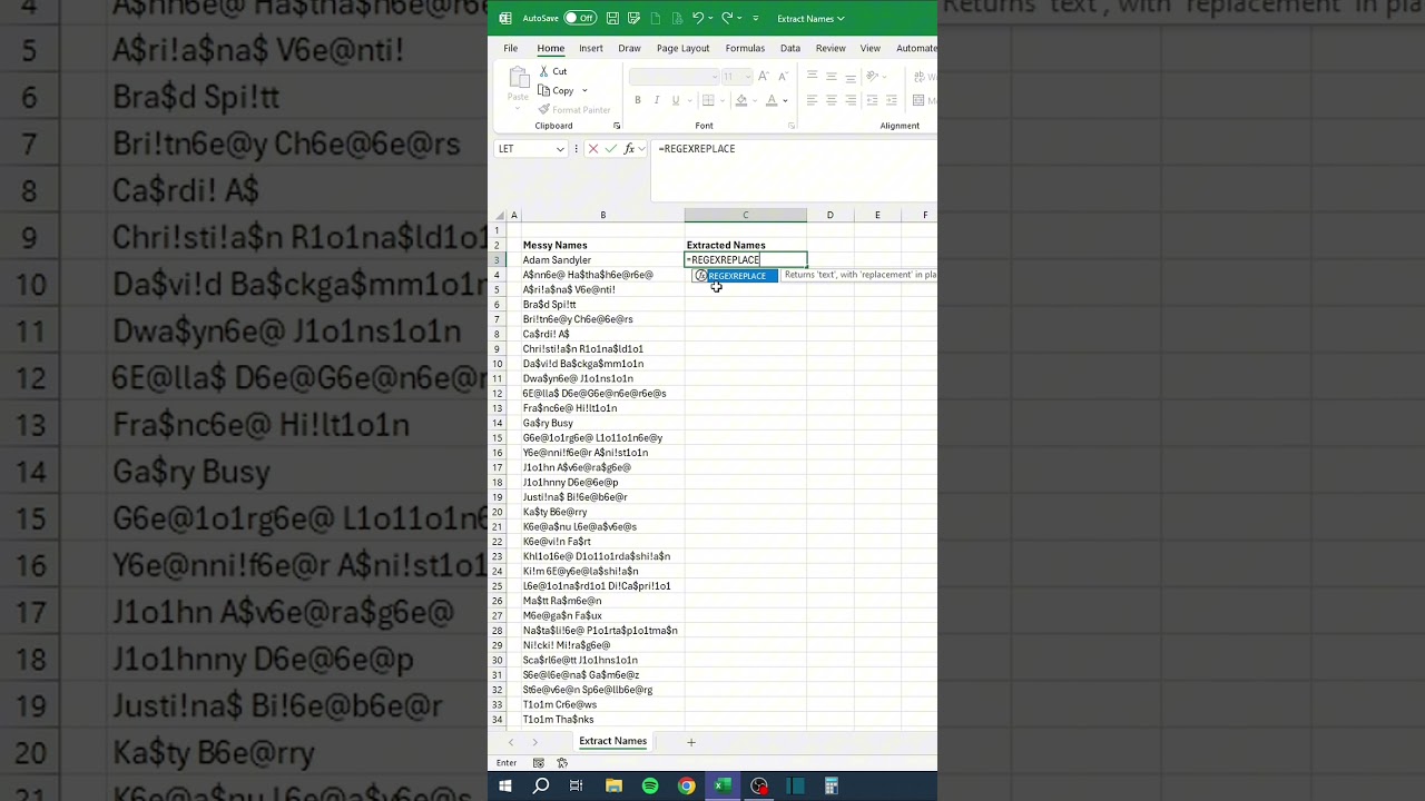 =REGEXREPLACE in Excel‼️ #excel