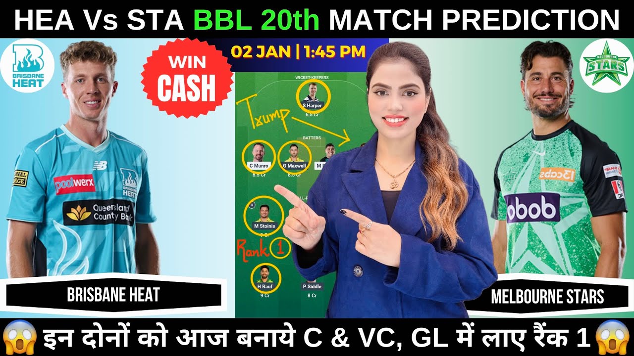 HEA vs STA Today Match Prediction | Brisbane Heat vs Melbourne Stars BBL 2026 20th Match Prediction