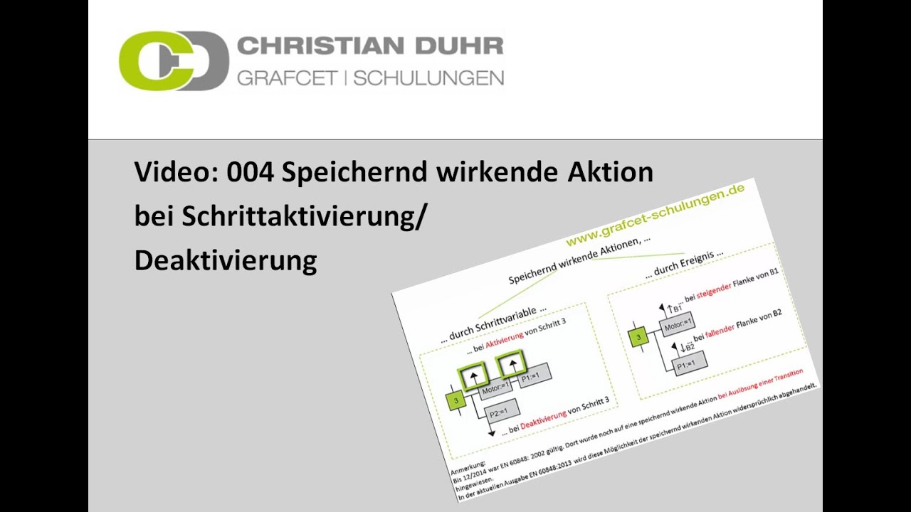 GRAFCET - 004 Speichernd wirkende Aktion bei Schrittaktivierung/ Deaktivierung
