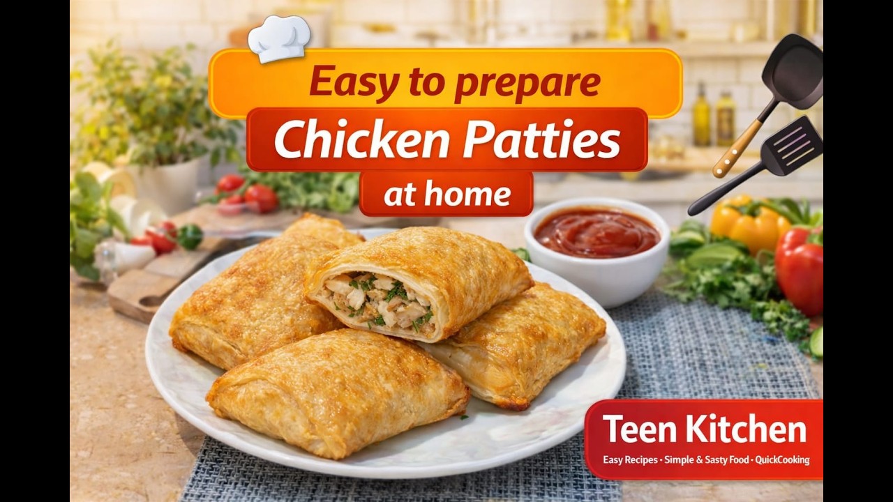 Easy Chicken Patties at Home | Crispy & Flaky Bakery Style Recipe | Teen Kitchen