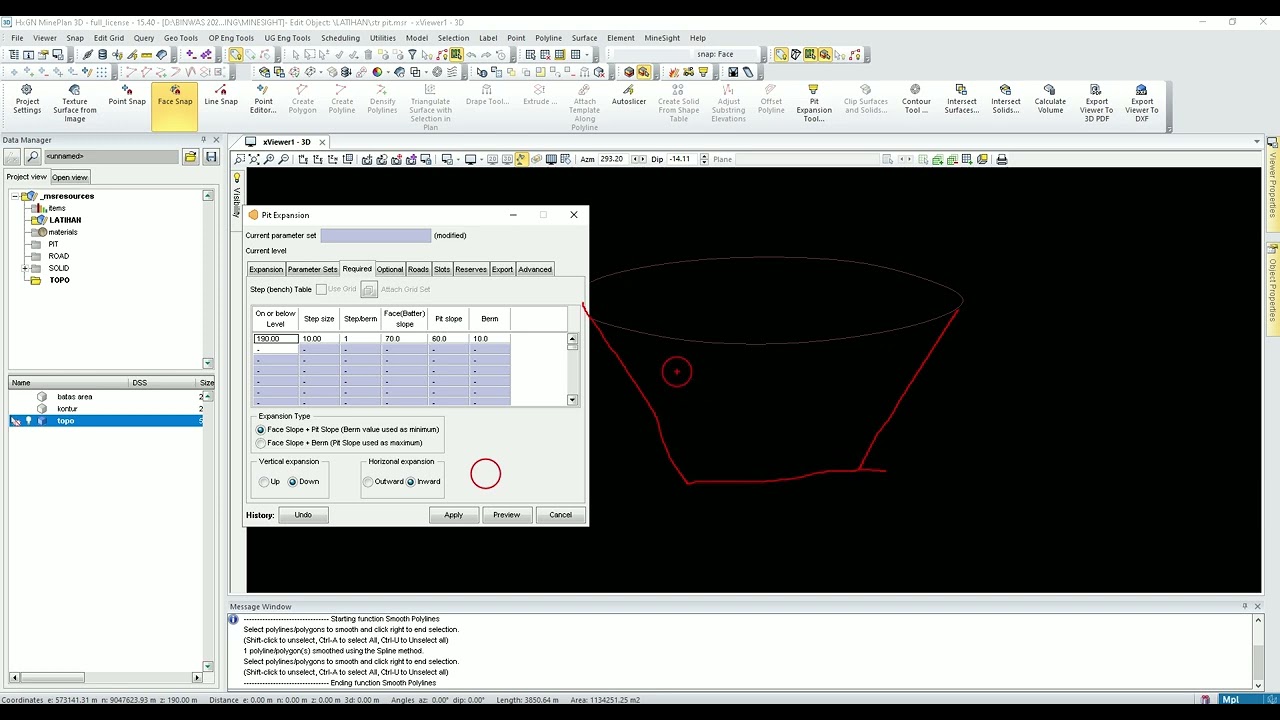 Tutorial Mineplan Minesight 3D desain pit part 3