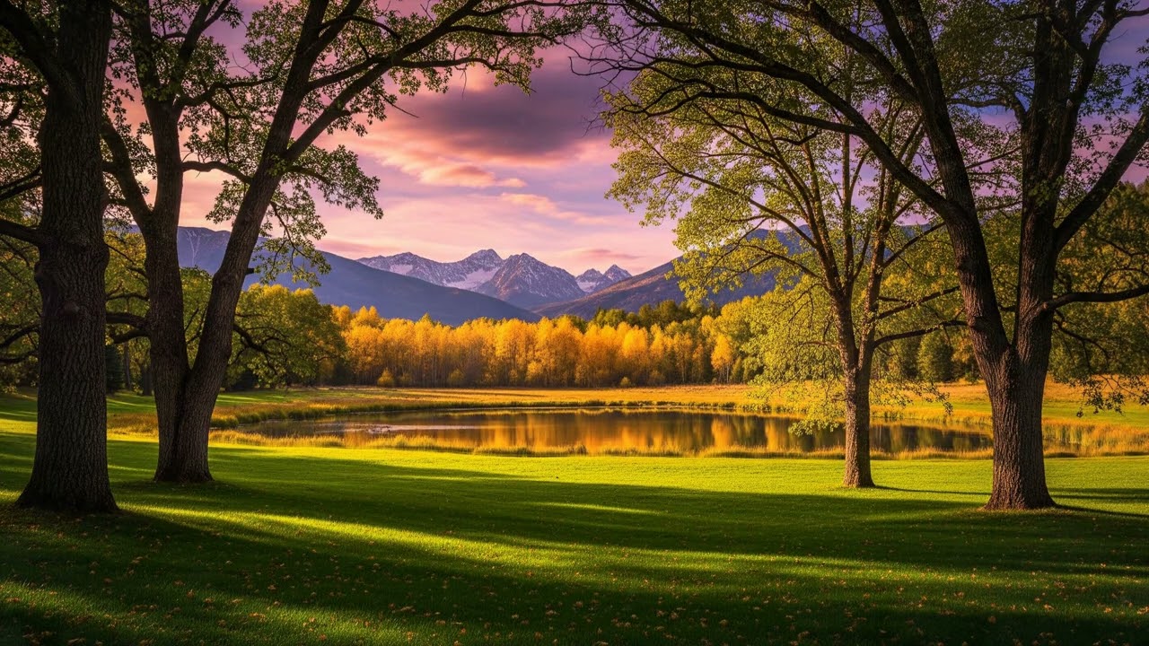 Tranquil Sunset: A Majestic Forest Retreat Awaits You