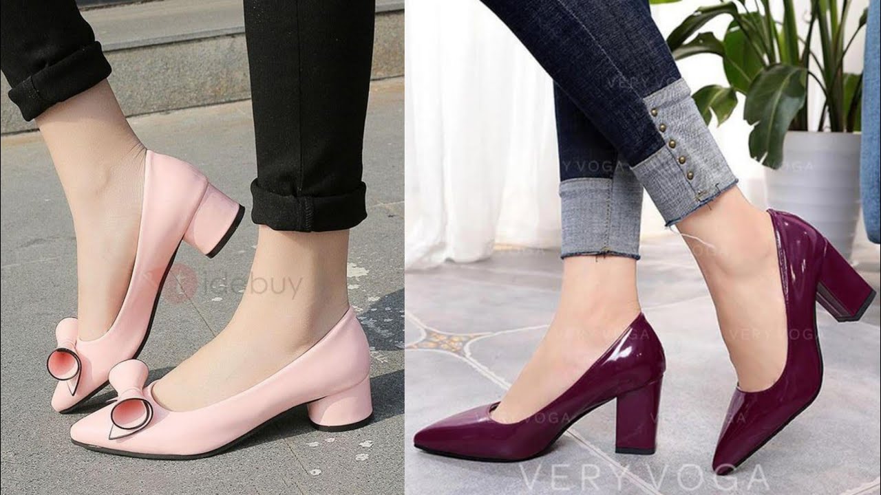 Latest block mid Heel Pumps shoes design Collection for working Women 2021-22