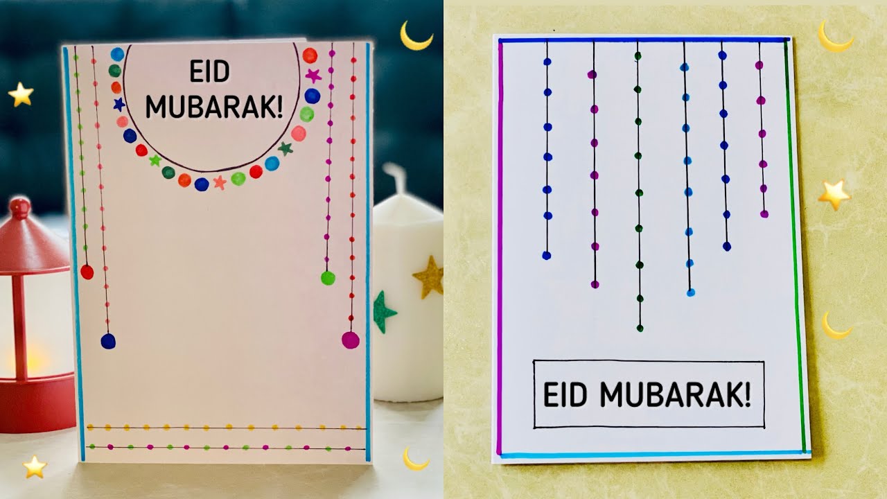 2 White paper Eid Mubarak Cards🌙/Beautiful Eid cards without glue and tape😍|Eid card & decoration