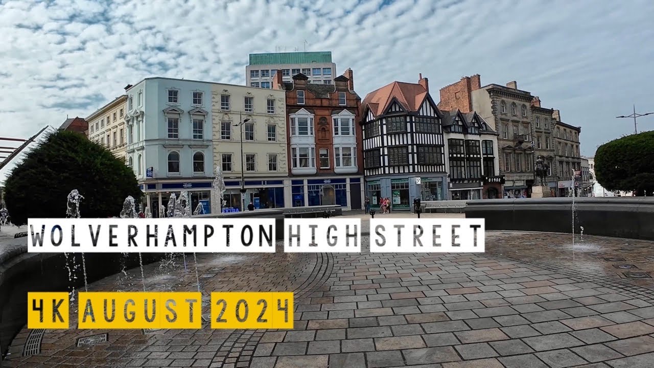 Wolverhampton City Centre 4K High Street Walk - St Peter’s Gardens And Queens Square - August 2024