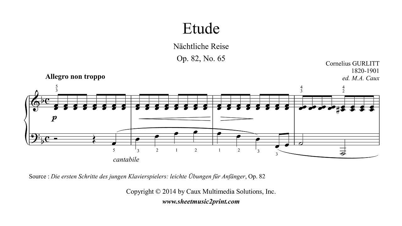Gurlitt : Etude Op. 82, No. 65 - Nächtliche Reise