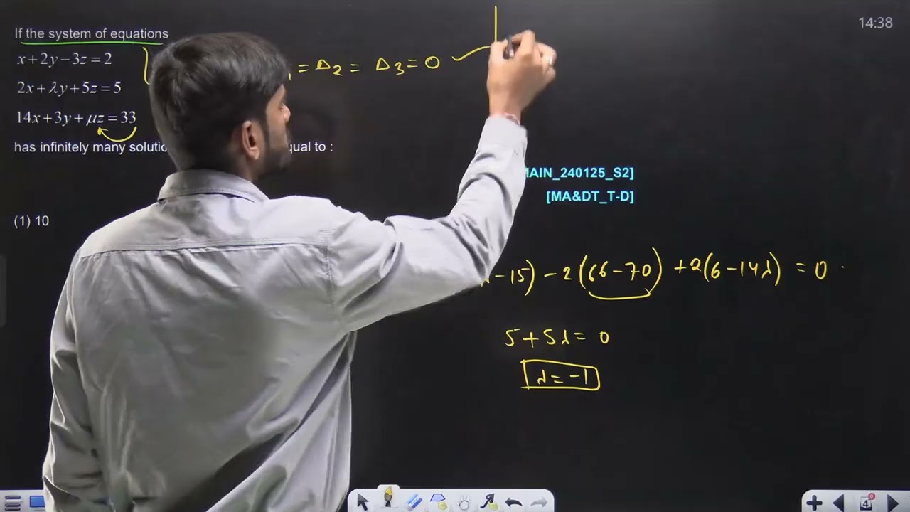 If the system of equation 24 JAN 2025 SHIFT-2 JEE MAIN PYQ