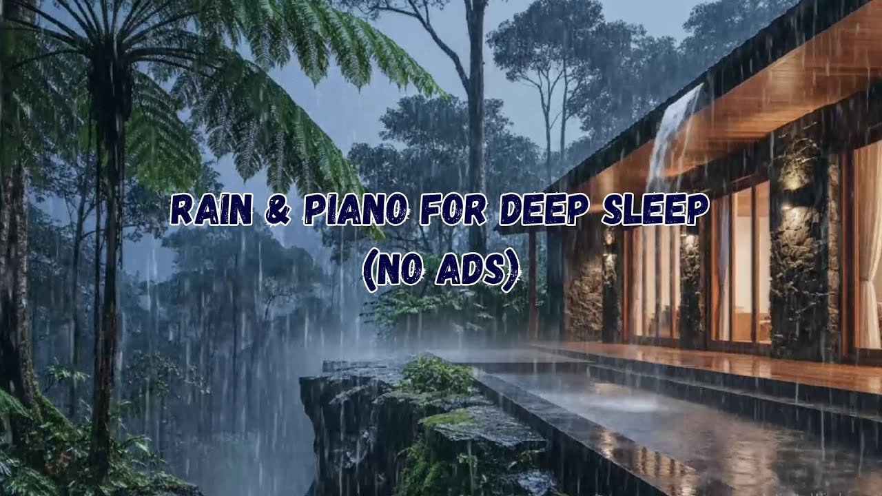 Heavy Rain in Forest Cabin 🌧️ Soft Piano Music for Deep Sleep & Relaxation