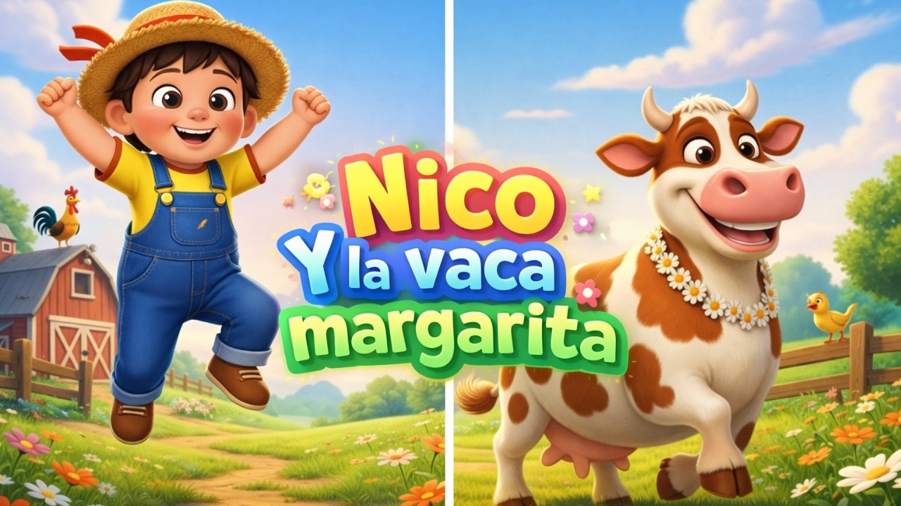 🐮🧒Nico y La Vaca M argarita  – Canción Infantil  | Música para Niños  | Party Boom🎈