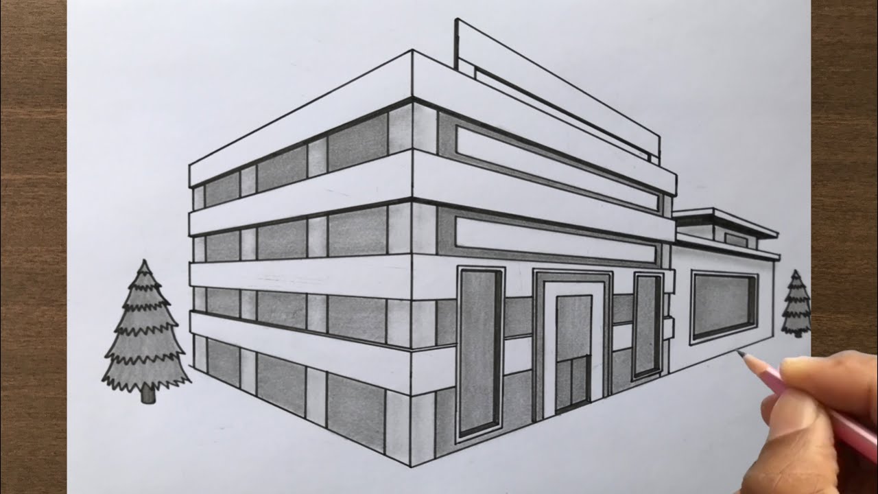 How to Draw a Building  in 2 Point Perspective