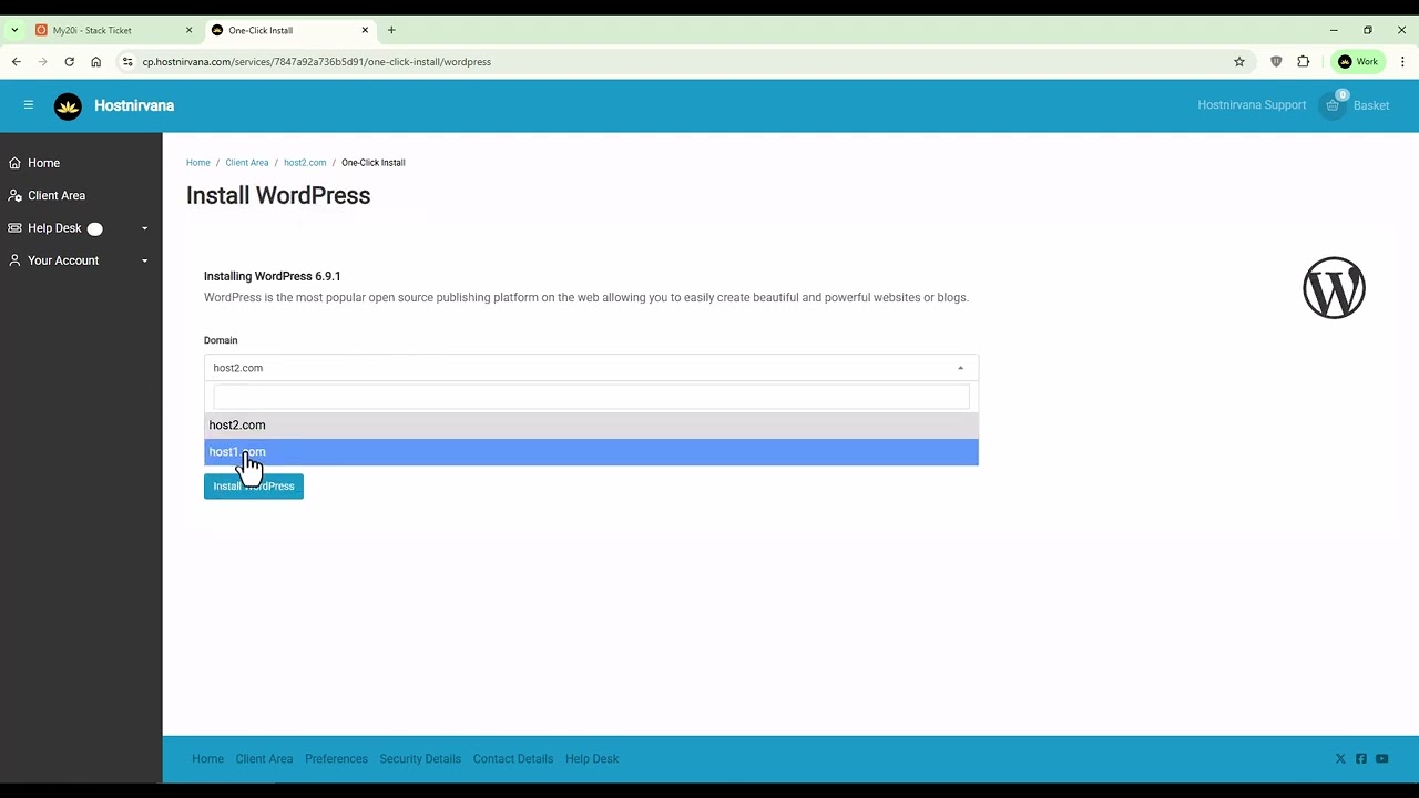 How to install WordPress in Hostnirvana?