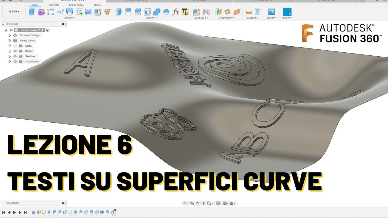 Corso Fusion 360 - Lezione 6 - Testi e loghi su superfici curve