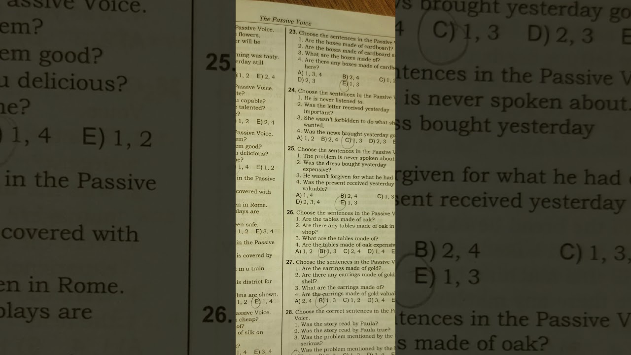 Toplu - Choosing sentences in Passive (məchulda düz cümlələri seçmək)