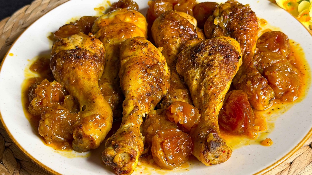 Chicken thighs with plums in 30 minutes:tender,spicy & quick to make!