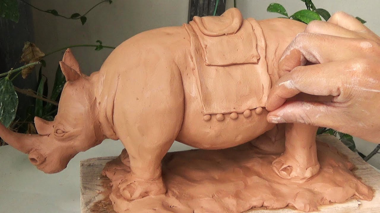 Modelling a Clay Rhino | How to Make Clay Animal in Easy Way