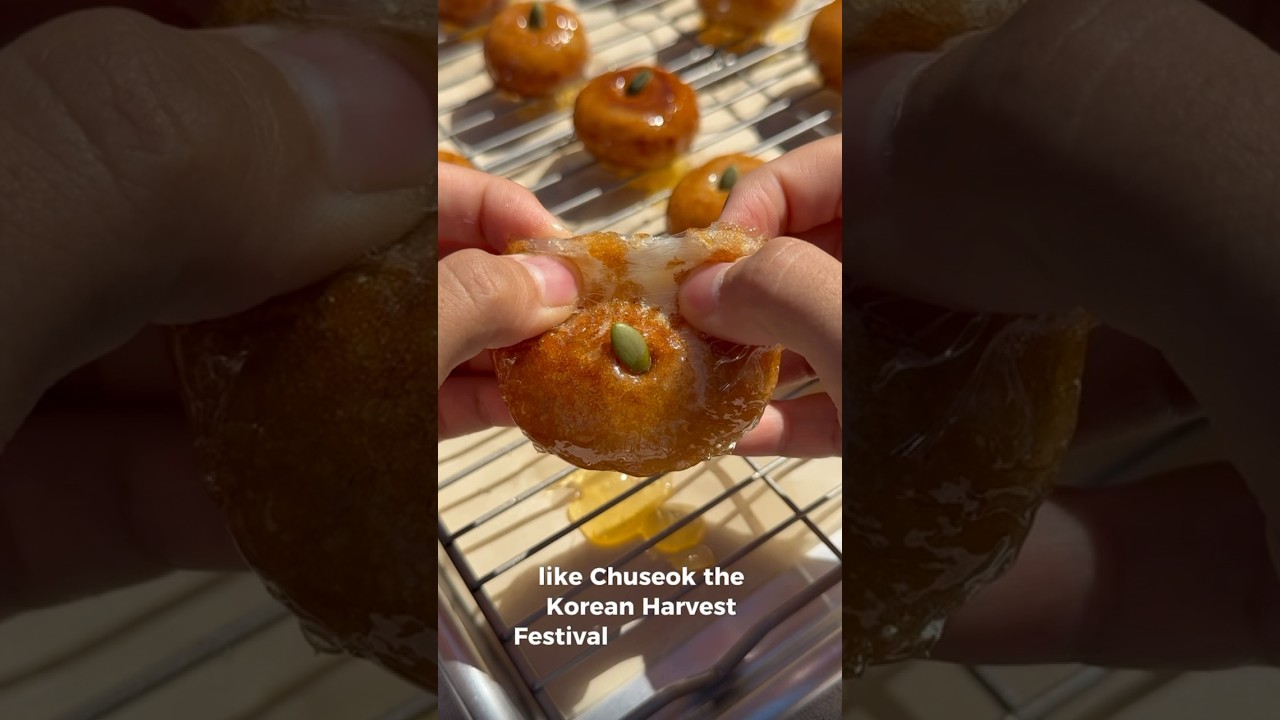 Best Korean Rice Donuts, Gaeseong Juak 🍊 #cooking #easyrecipe #dessert #donuts #food #mochi #shorts