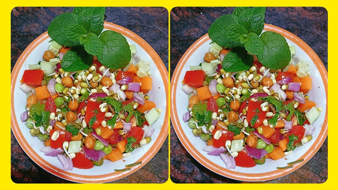 Famous Sprouts Channa😋 High protein salad recipe 😍😍Channa Chat Breakfast 😋#salad #chanasalad #food 