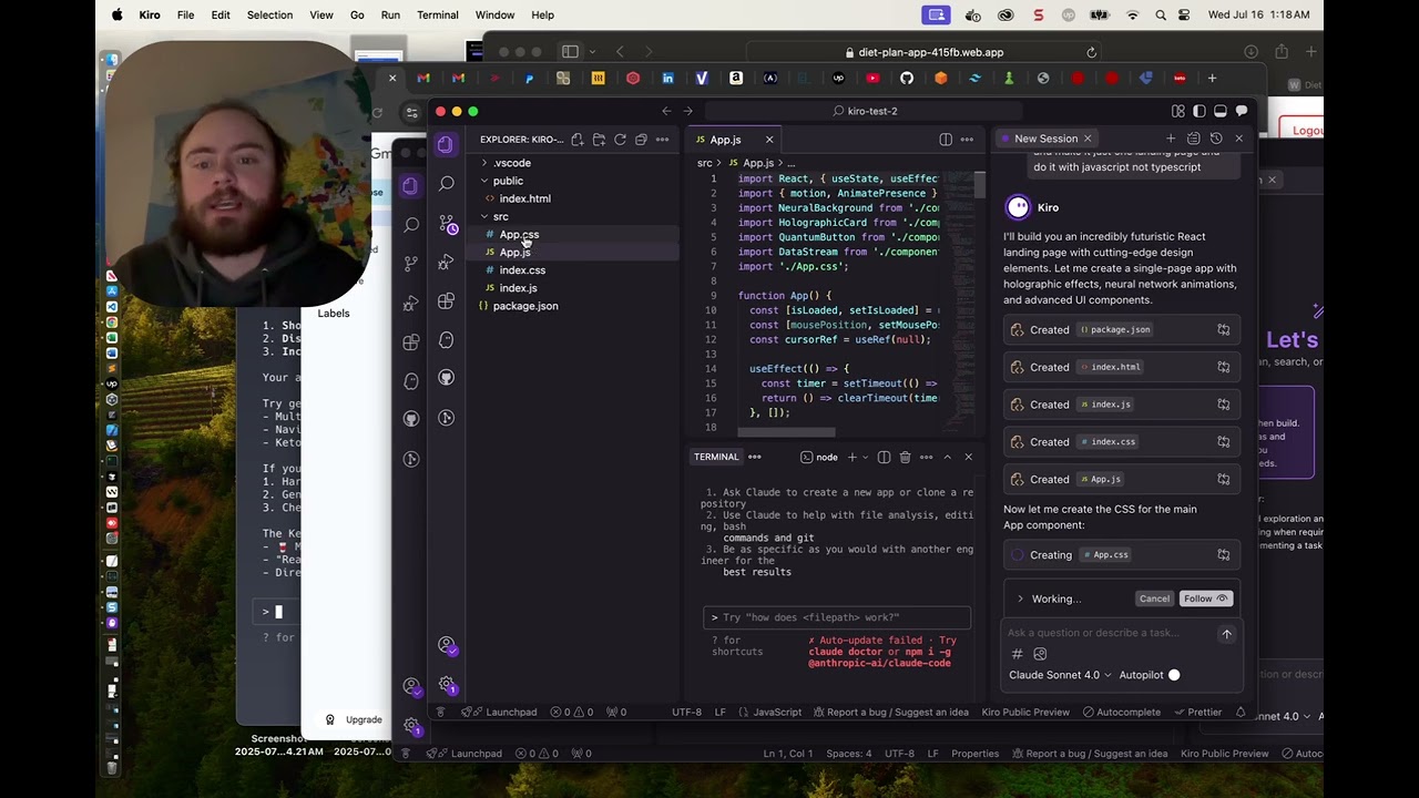 Kiro The New Amazon IDE Basic Tutorial Building a React App
