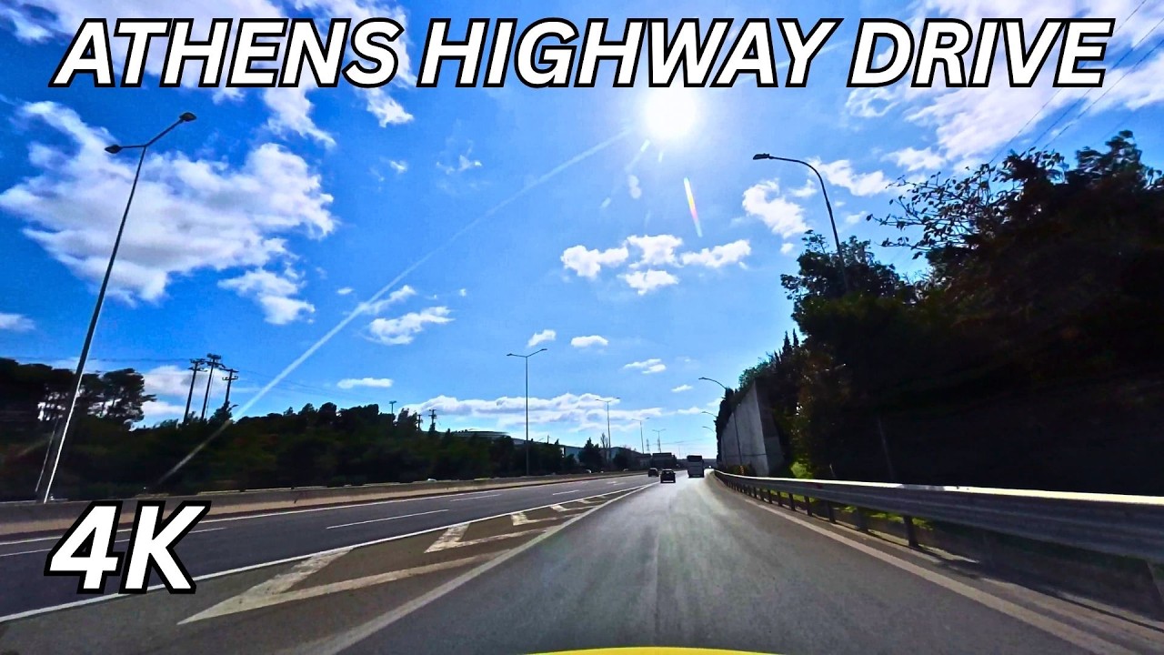 Athens 4K Highway Ambience: From Afidnes village to Athens city | No Talking, No Music, ASMR