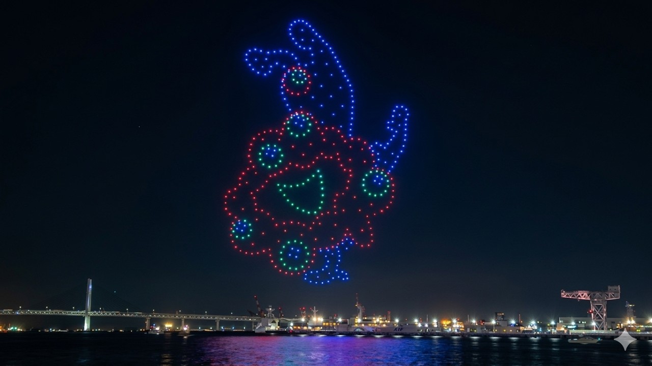 【最前列ノーカット】ドローンショー（横浜花博にミャクミャク）横浜園芸博（トゥンクトゥンク） [4K] Yokohama EXPO  (JAPAN)#万博