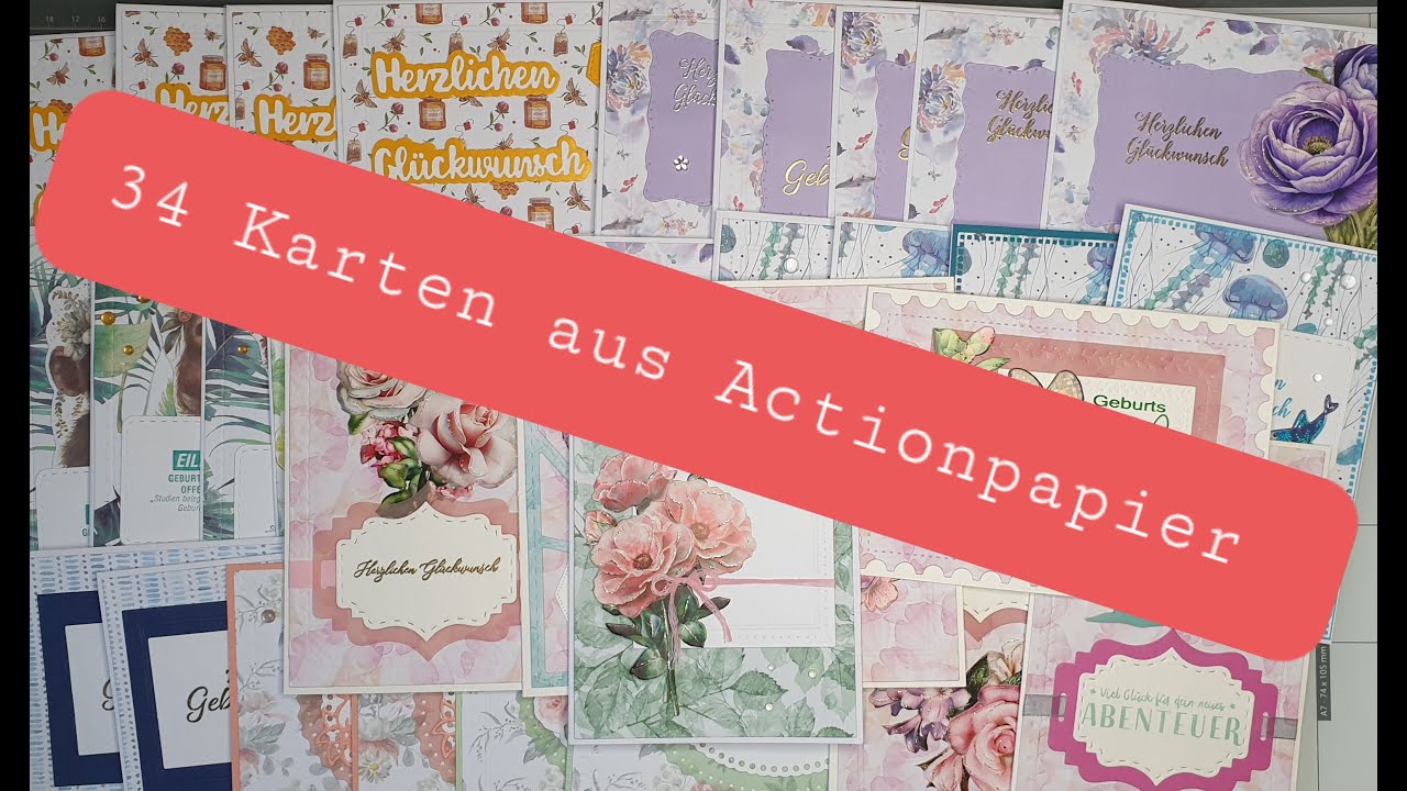 34 Karten aus Papier vom Action