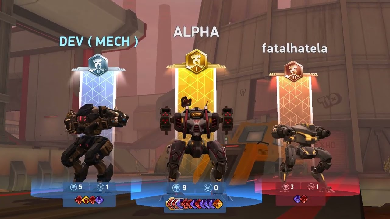 playing with powerful robots and weapons in mech arena